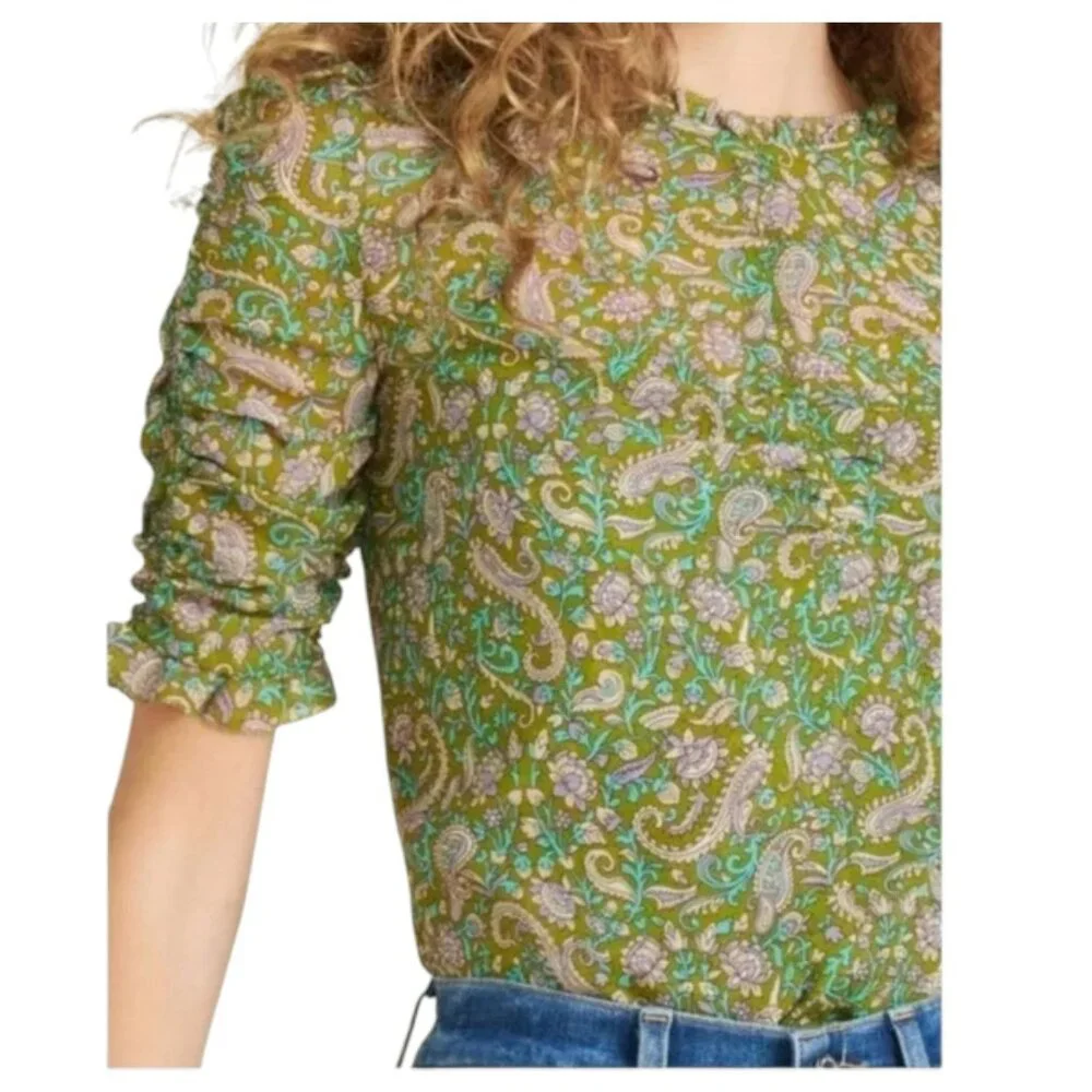 Veronica Beard Paisley Half Sleeve Silk Blouse - Picture 2 of 5